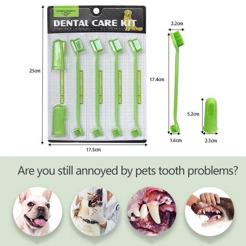 Cepillo de dientes para perros y gatos, herramienta de limpieza de dientes no tóxica, cuidado del mal aliento, suministros para mascotas