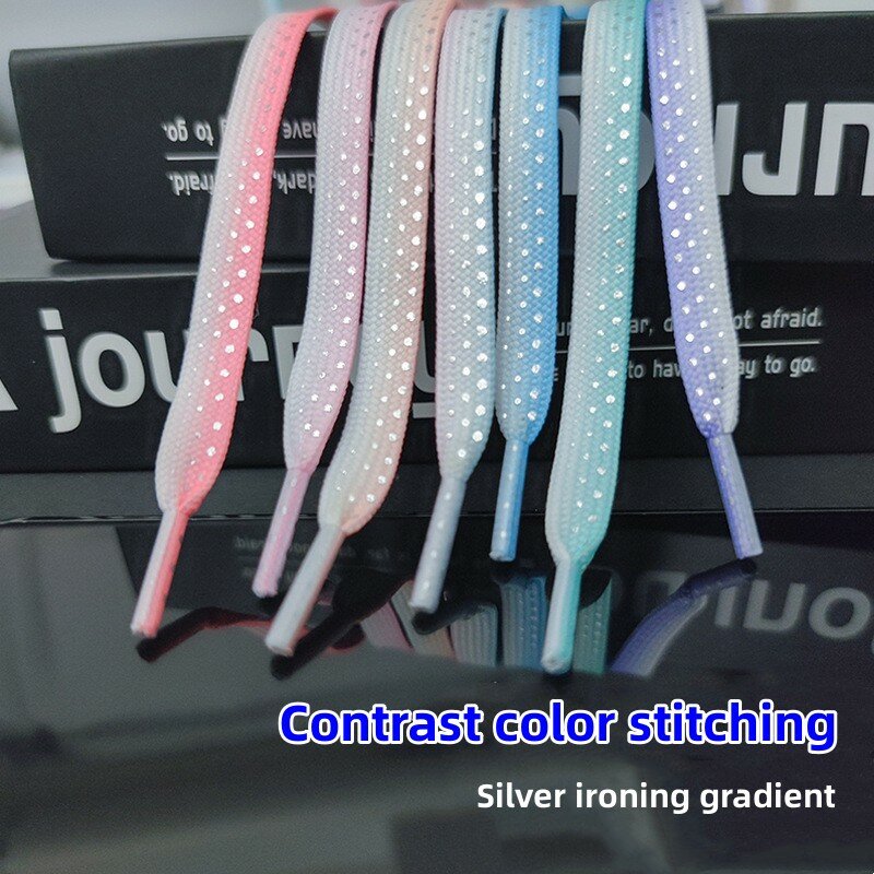 Fashion Glitter Shoelaces Silk Gradient Sneaker Flat Shoelace 120/140/160CM Running Athletic Laces Shoes Accessories Shoestrings