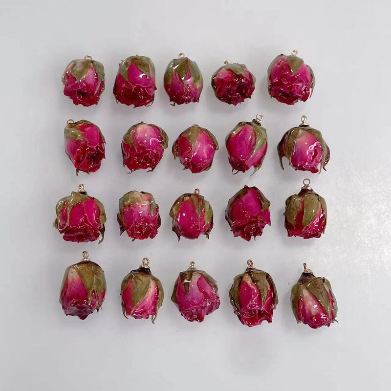 Aqumotic-colgantes de rosas secas para mujer, accesorios hechos a mano, artículo artesanal, 10 piezas