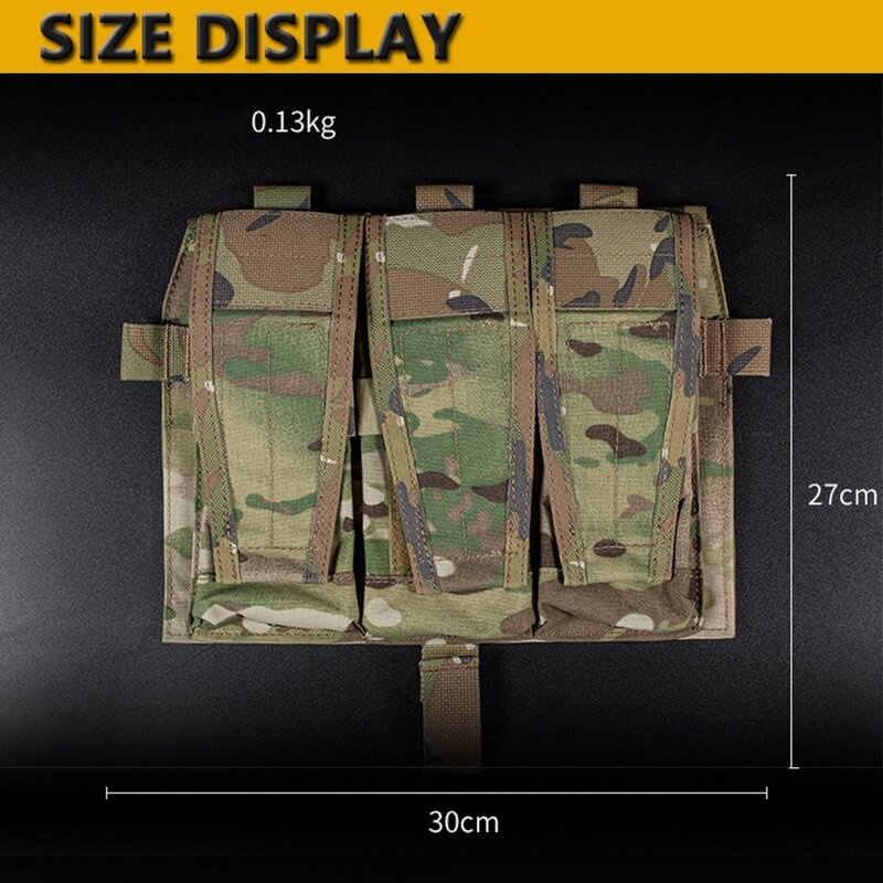 Tactical Triple M4 5.56 Magazine Pouch staccabile Front Flap MAG Panel Hook Loop Retention Hunting Vest Airsoft Plate Bag