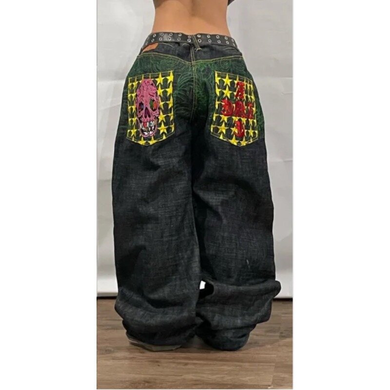 2024 hip-hop retro jeans Y2K high-waist washed personality casual Harajuku style trendy clothing denim trousers street style
