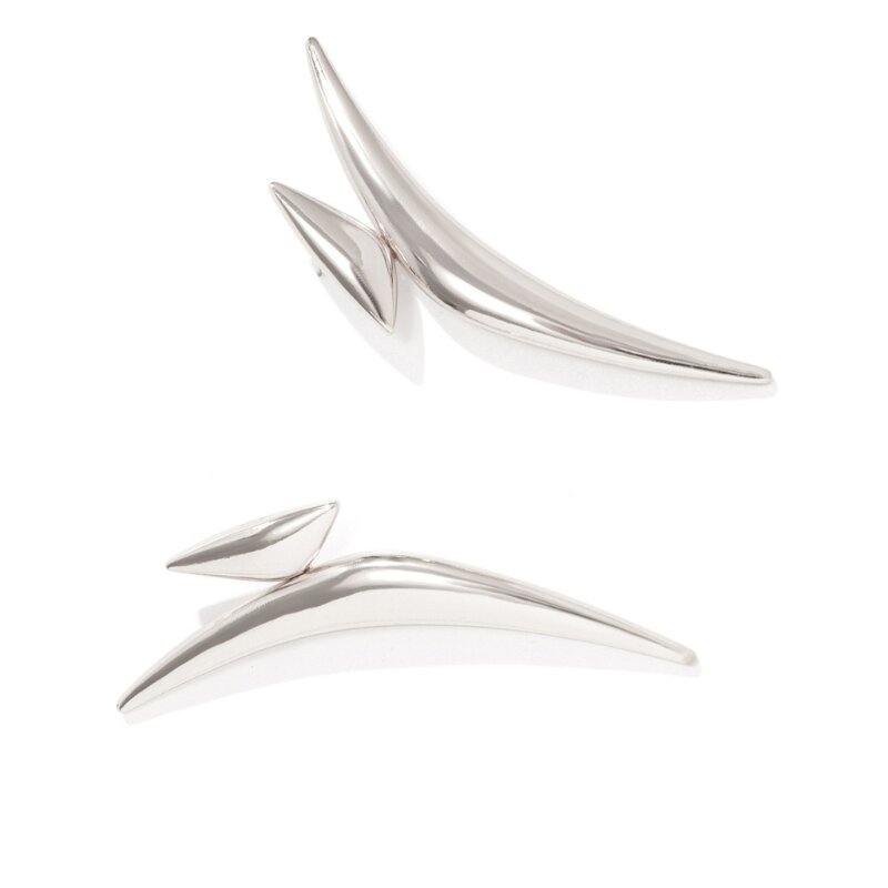 여성용 빅 메탈 댕글 귀걸이 과장된 삼각형 벤드 뾰족한 귀걸이 F19D