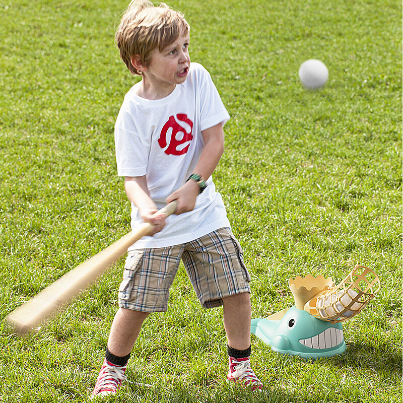 ชุดของเล่นลูกเบสบอลฝึกด้วยหนังสติ๊กสำหรับเด็กในร่มกลางแจ้งเล่นกีฬาเบสบอลอัตโนมัติ