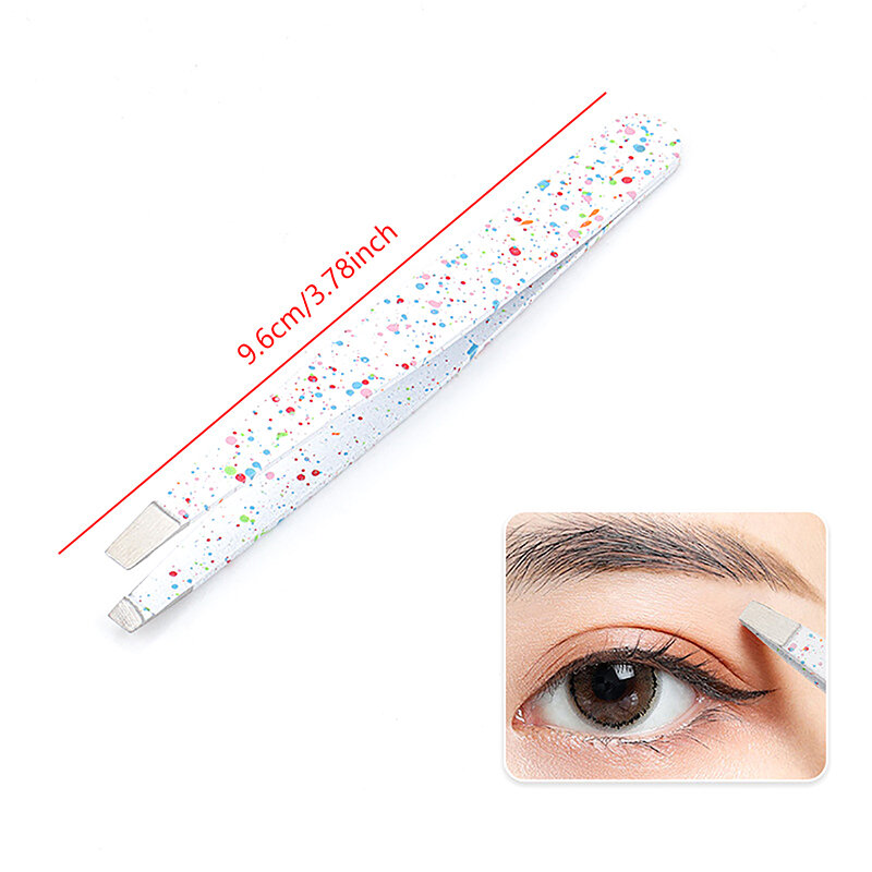 1pcs Eyebrow Tweezer Colorful Hair Beauty Fine Hairs Puller Stainless Steel Slanted Eye Brow Clips Removal Makeup Tools