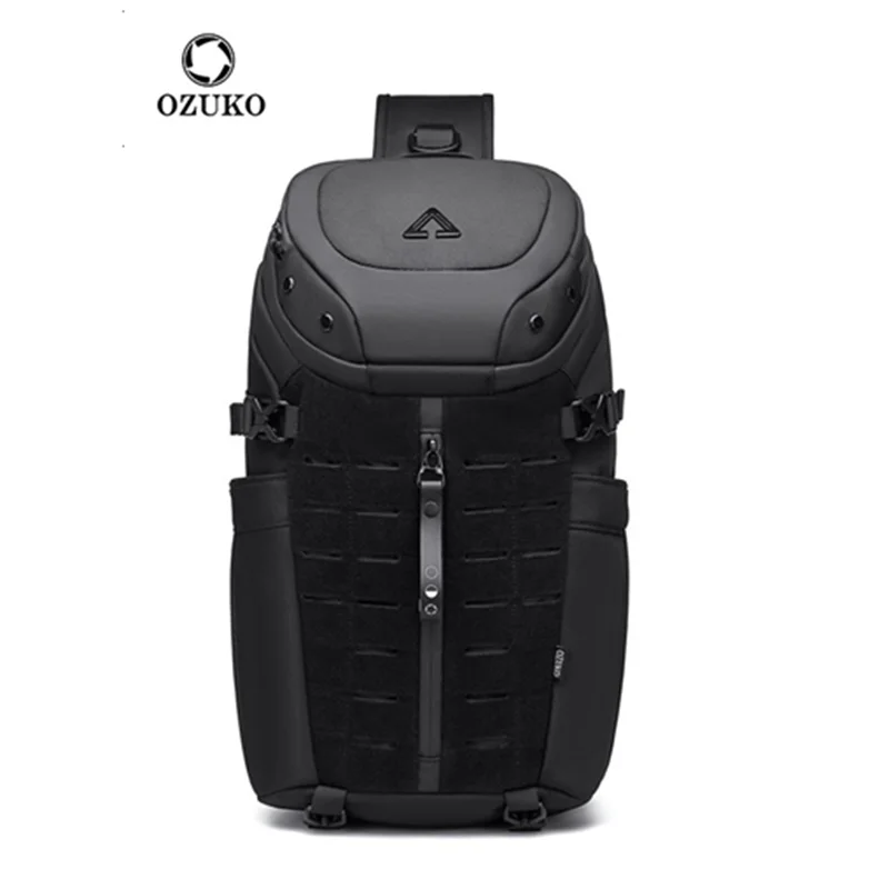 Ozuko-Bolso cruzado de pecho para hombre, bolsa cruzada impermeable con USB, antirrobo, bandolera de viaje corta, diseñador de moda
