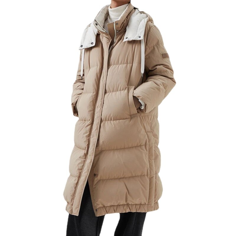 女性用の白いダックダウンジャケット,新しい秋冬,カジュアルファッション,暖かい女性用フード付きコート,2023