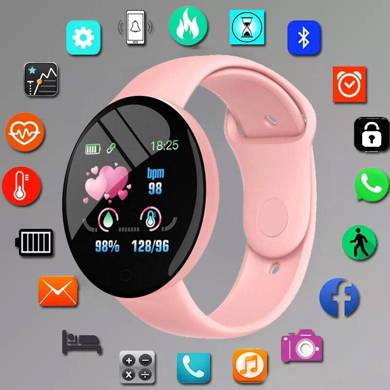 Jam Tangan Wanita Jam Tangan Pintar Deteksi Denyut Jantung Bluetooth Pelacak Kebugaran Jam Tangan Olahraga LED Digital Jam Tangan Pintar Anak Tekanan Darah