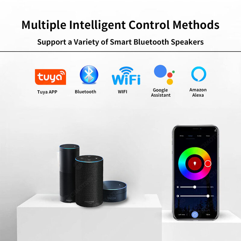 Spot Lumineux LED Intelligent avec Commande Vocale, Éclairage sur Piste Magnétique, Bluetooth, RGBW, Document Proxy, Tuya Smart App, Alexa