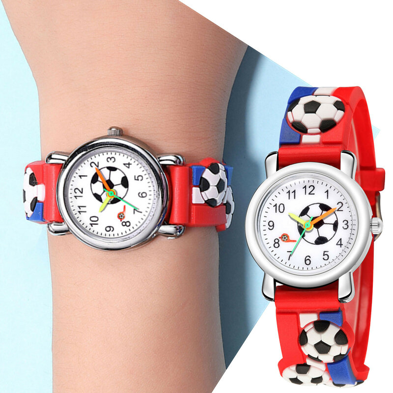 Relojes de pulsera digitales simples para niños y estudiantes, relojes deportivos con patrón de fútbol de dibujos animados, regalos para niños y niñas