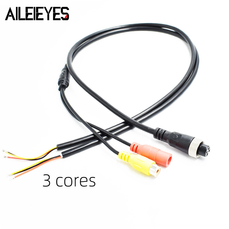 2Pcs/Lot AV 4Pin Car Extension Cable Pigtail For Truck/Bus Rear View Camera 60cm 3 Cores