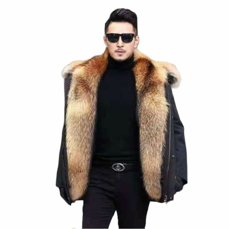 Casaco de algodão grosso com capuz para homens, Big Fake Fur, Parka de guaxinim, Casaco russo, Mantenha roupas quentes, Top Hot Sale, Inverno, 2022