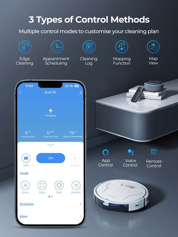 Laresar Evol 3S Robot Vacuum Cleaner 5000Pa APP Control Smart Planned Cordless Mopping Washing for Home Carpet Pet Hair Cleaning