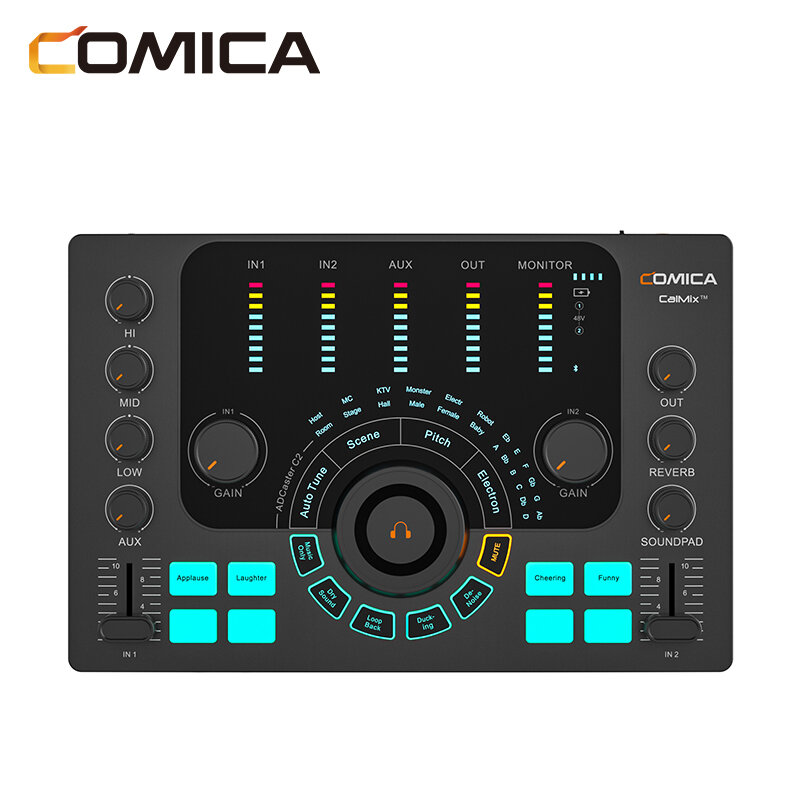 Функция звуковой карты Comica C2, упакованный звуковой интерфейс для записи/подкастинга/потокового воспроизведения для гитариста/вокала/детской музыки