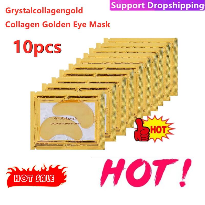 10 buah Masker Mata bubuk Emas Kolagen kristal, kosmetik Korea Anti Penuaan lingkaran hitam jerawat untuk perawatan kulit mata