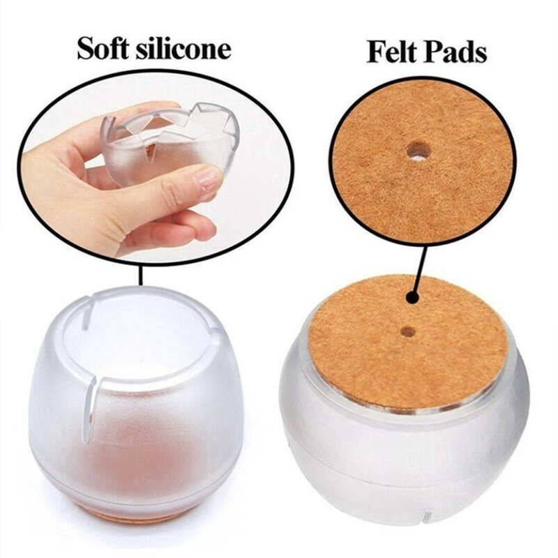 8pcs Transparent Silicone leg Chair Caps Non-Slip Table Foot Pads Furniture Protection Bottom Cover Socks Wood Floor Protector
