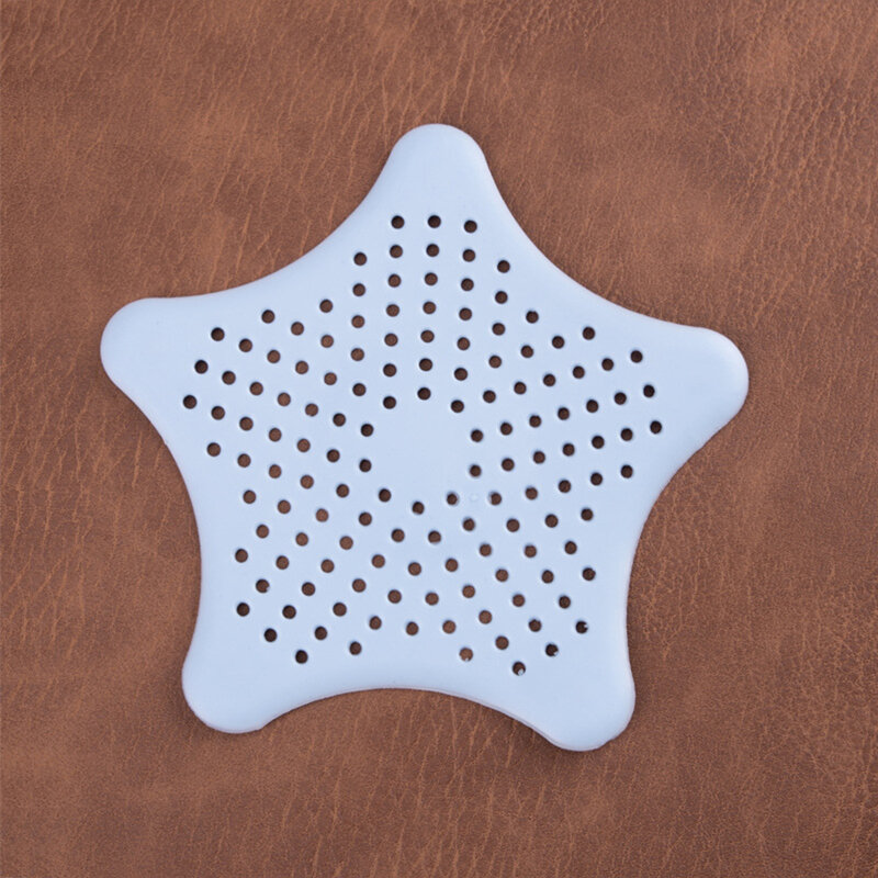 Filtro de fregadero portátil de repuesto, forma de estrella de Color sólido, drenaje de piso de cocina Flexible decorativo con ventosa, blanco
