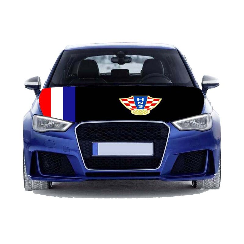 월드컵 크로아티아 국기 자동차 후드 커버, 대형 SUV 및 픽업에 적합한 폴리에스터 탄성 직물, 3.3X 5FT/6X7FT100%