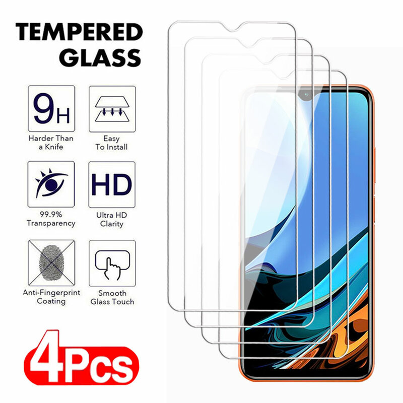 4Pcs Full Tempered Glass For Xiaomi Redmi 8T 9T Note 9 Pro Max Screen Protector Redmi 8 8A 9A 9C NFC Transparent Protective Film