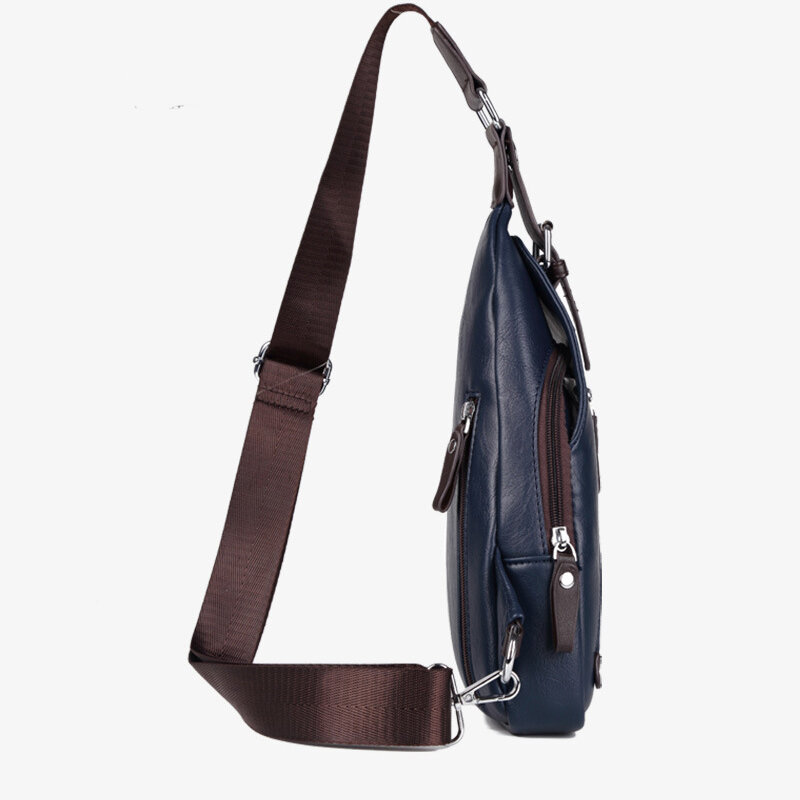 Men's Casual Soft Leather Men's Bag Outdoor Sports Backpack Fashion Cross Body Shoulder Bag Messenger Sling Chest Bags Tactical