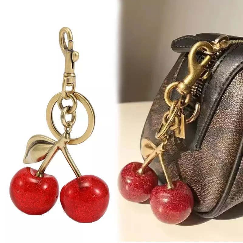Handbag Pendant Keychain Women's Exquisite Internet-famous Crystal Cherry Car Accessories High-Grade Pendant