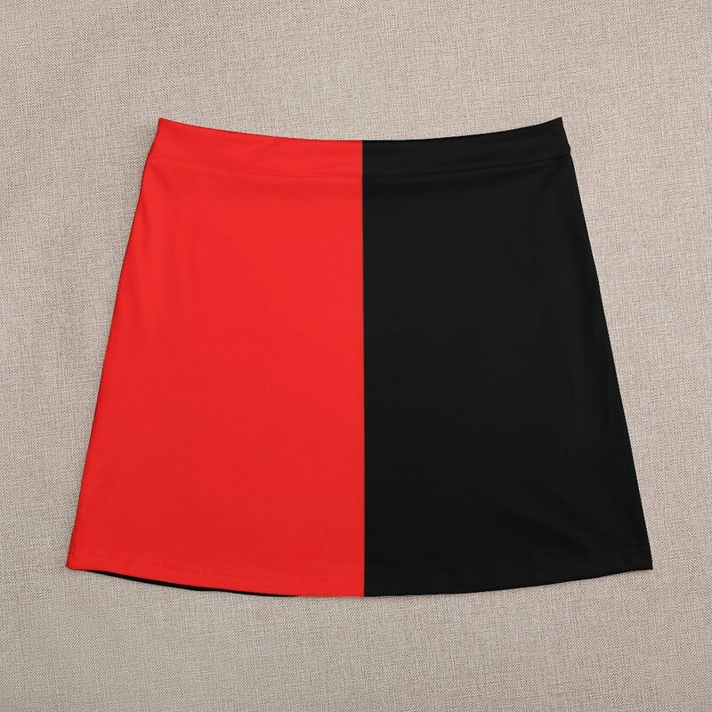 Half red Half black Mini Skirt Skirt satin festival outfit women