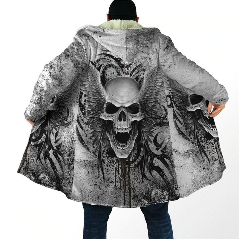 겨울 플리스 코트 재킷, 겉옷 스웻셔츠, 집업 후드, 뼈 해골 그래픽 파카 오버코트, 데일리 Y2k 의류