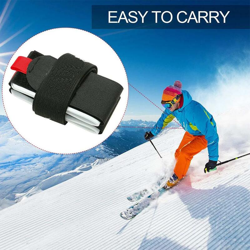 Tas tali pegangan Ski nilon hitam dapat diatur tas Ski tiang bahu pembawa tangan tali bulu mata Porter Hook Loop