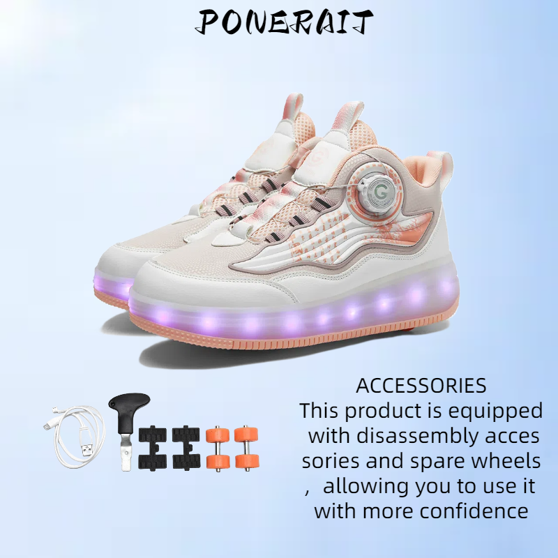 Trendy Children's Roller Skating Shoes, Girls' Shoes, Four-Wheeled Walking Shoes, Student Invisible Skates, Shoes With Wheels