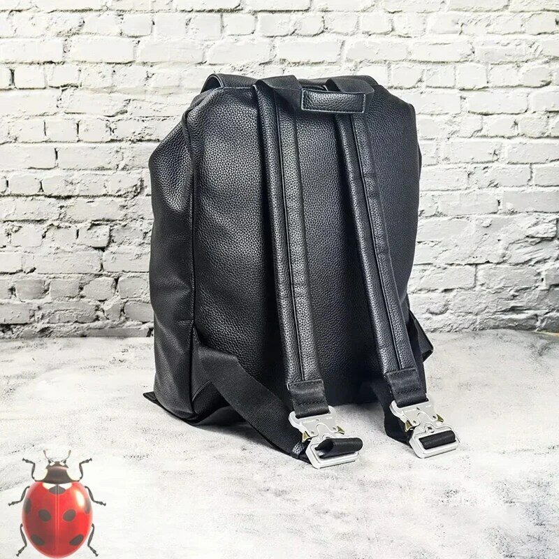 Litchi Peel Lines Silvery Buckle 1017 ALYX 9SM Backpacks Men WomenFlap Pocket Drawstring Open Adjustable Shoulder Straps Bag