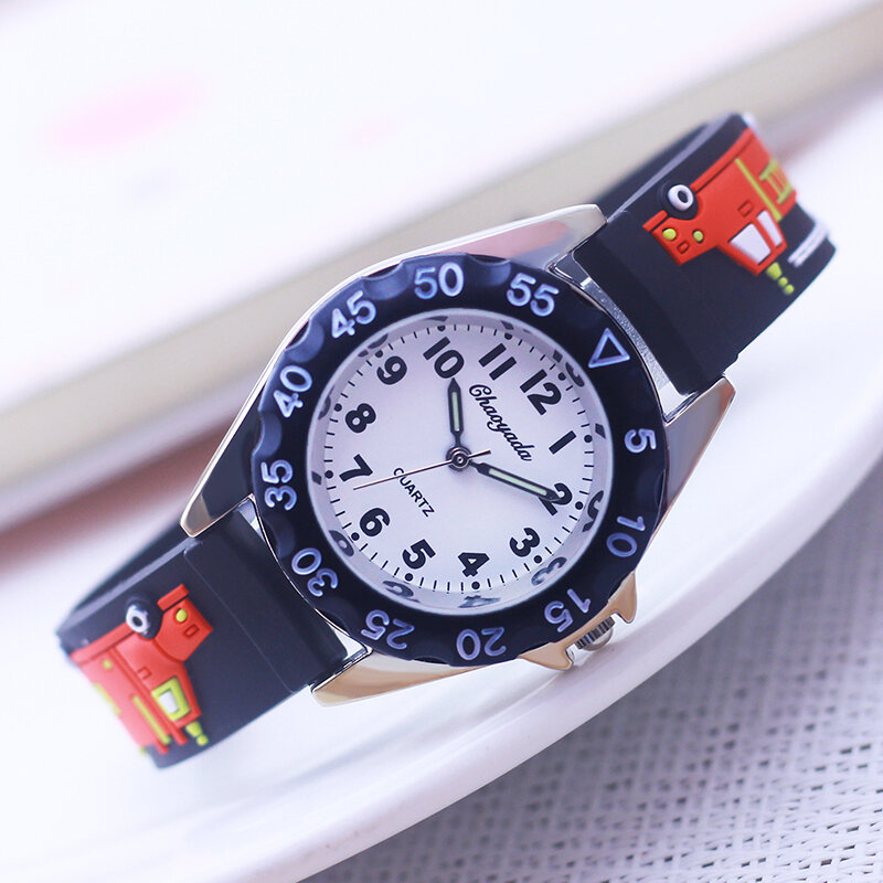 นาฬิกาควอทซ์รถดับเพลิงลายการ์ตูนสำหรับเด็กผู้ชาย, นาฬิกาแฟชั่นใหม่นาฬิกาของขวัญวันหยุดสุดเท่สำหรับเด็กนักเรียน