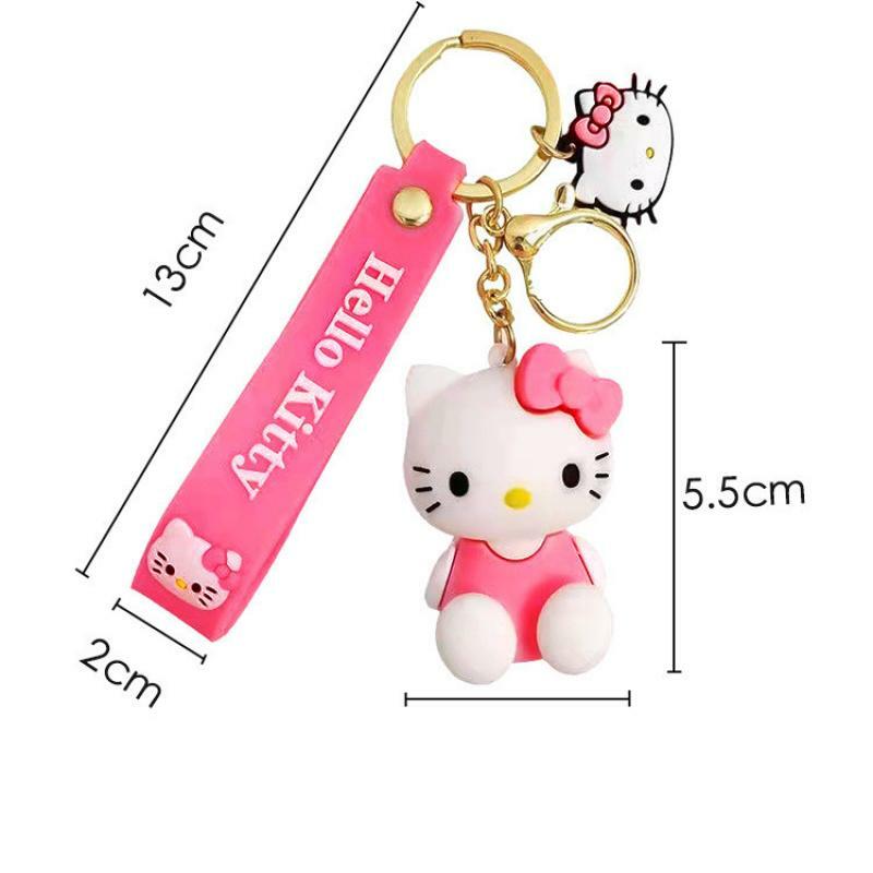 Llavero Kawaii Sanrio Hello Kitty para mujer, muñeco de dibujos animados de Pvc, llavero de goma suave para coche, colgante para bolso, regalo para niña