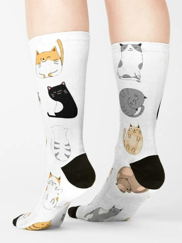 Носки для влюбленных кошек, модные теплые мужские зимние носки для снега, мужские и женские