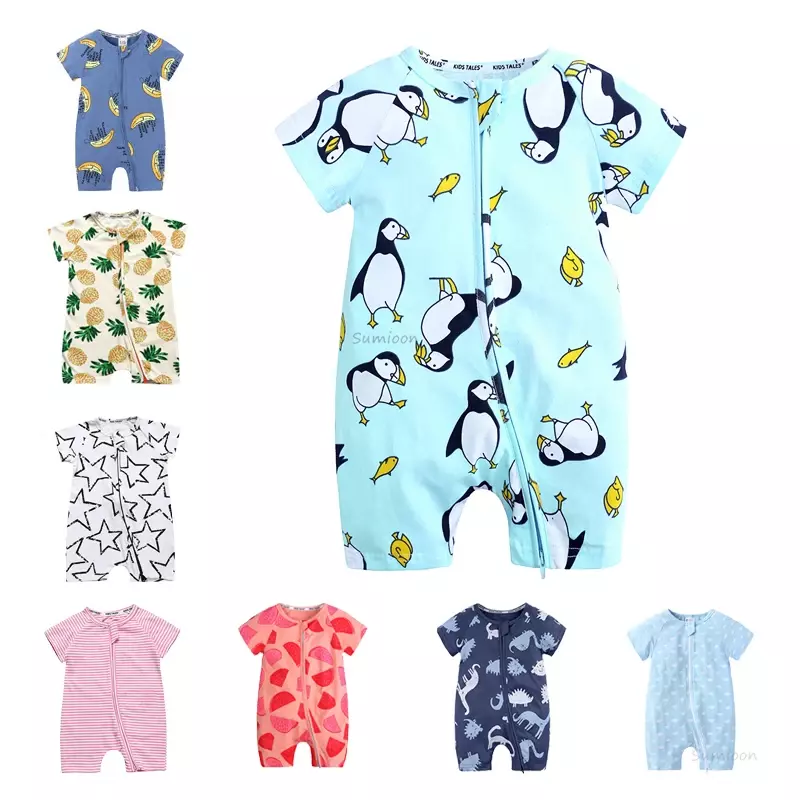 Summer Brands Newborn Baby Rompers Short Sleeve Cartoon Cotton Jumpsuits Baby Infant Baby Clothes for Girls Boys' Clothing Sets