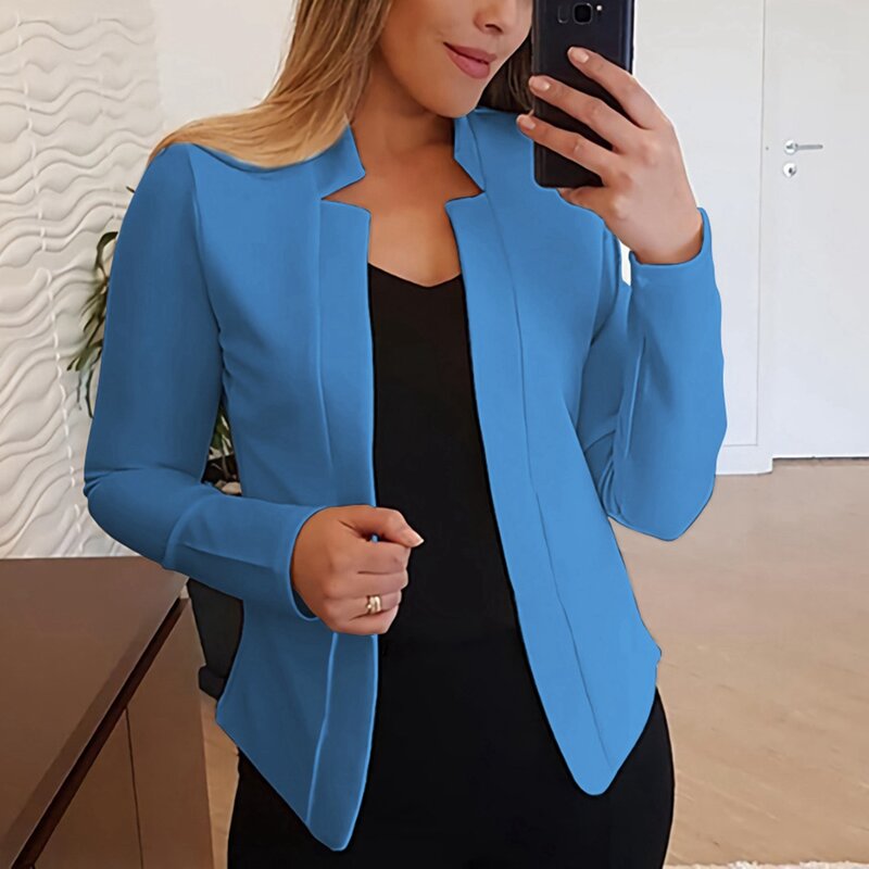 2022 Women's Autumn Elegant Office Lady Solid Stand Collar Cardigan Coat Casual Slim Femme Party Blazer Work Outfits Clothing