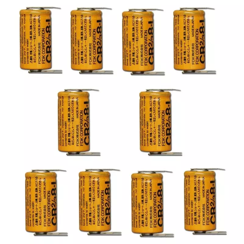 10 teile/los original cr2/3 8,l fuji fdk cr 2/3aa cr2/3aa 8,l cr2/38,l 3v 2000mah plc Lithium batterie mit Schweiß fuß stiften