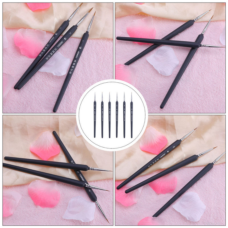 6 Pcs Water Brush Pens Watercolor Eye Liner Pencils Practical Nail Paints