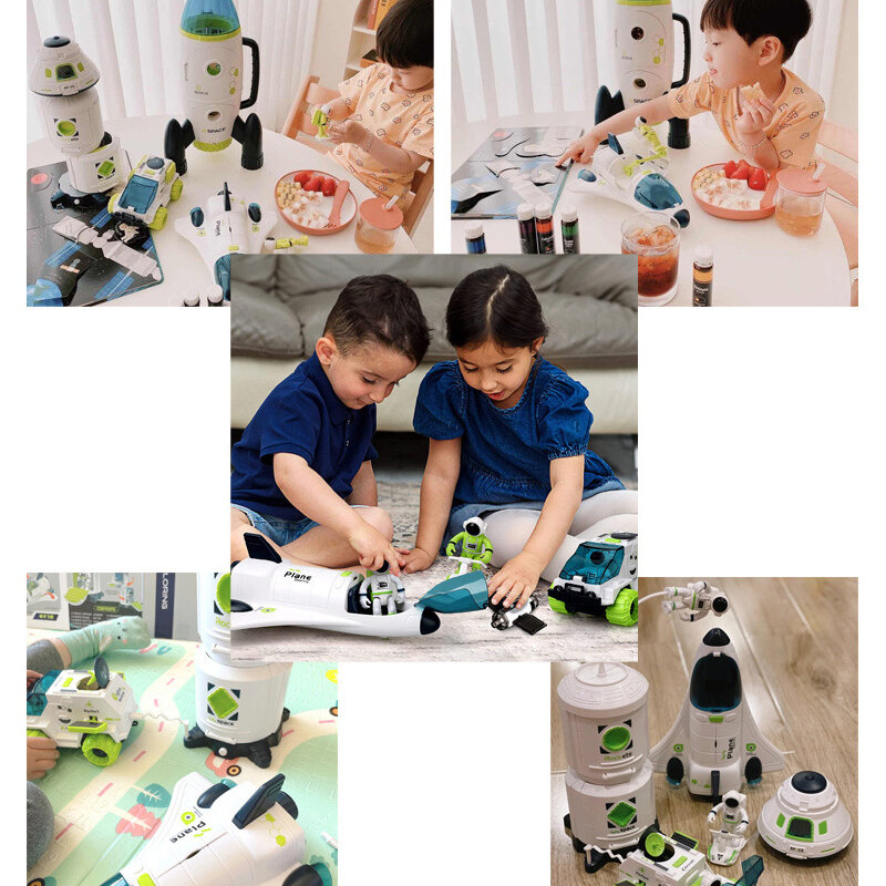 Acousto Optic Space Toys Space Model Air Force Shuttle Space Station Rocket Aviation Series Puzzle Toy for Boys Toy Car Gift