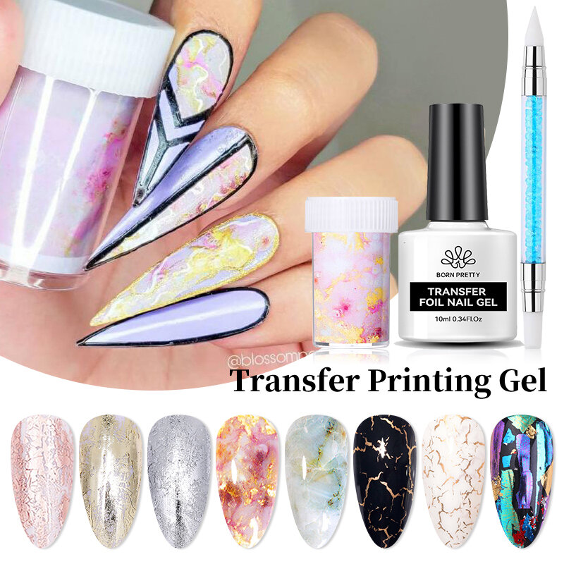 BORN PRETTY-Juego de esmaltes en Gel para manicura, papel adhesivo para decoración de uñas, impresión 3D, UV