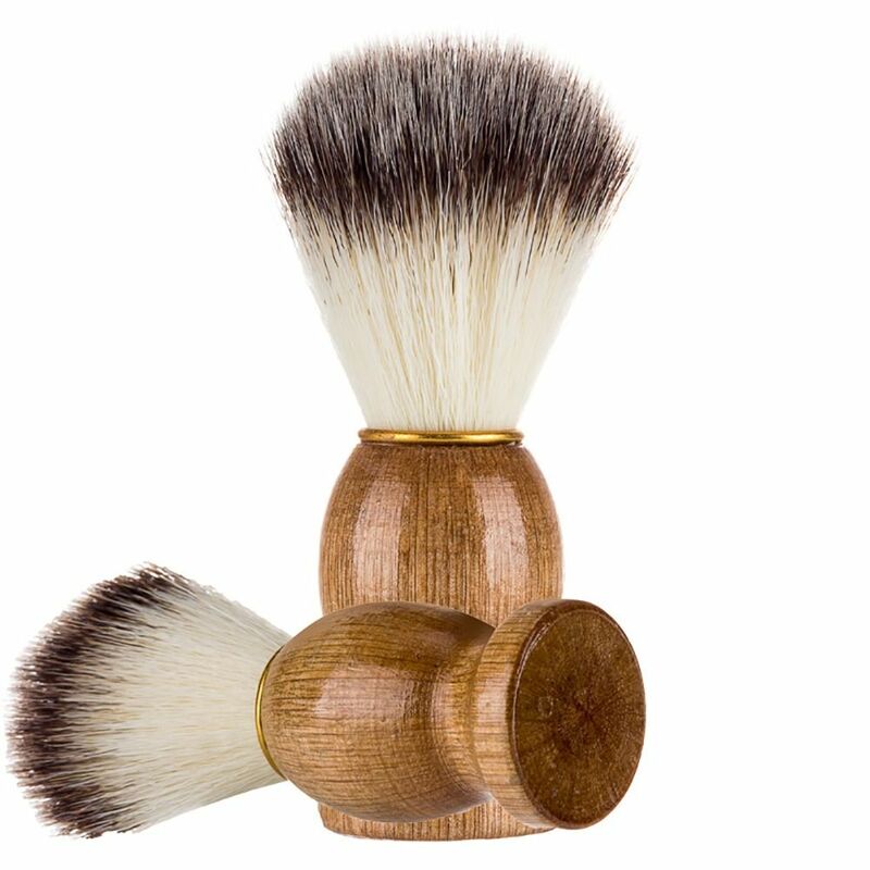 Brosse à raser en poils de blaireau purs pour hommes, accessoire de barbier luxueux, manche en bois, brosse à moustache, outil cosmétique, brosses de rasoir