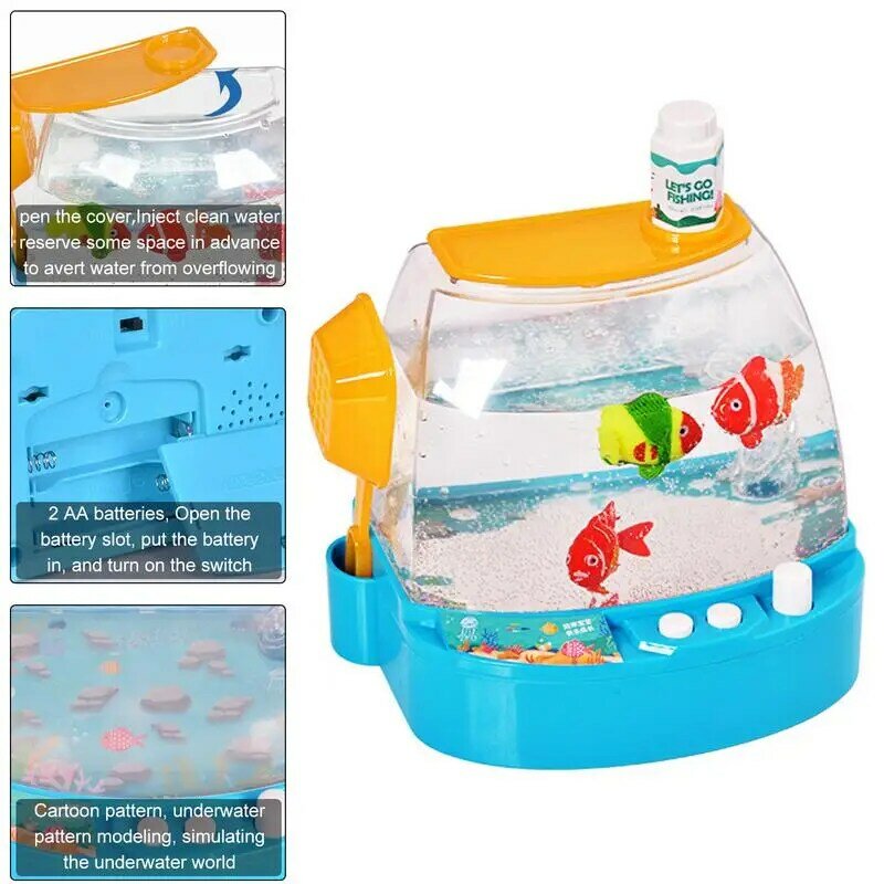 Gioco di pesca magnetico acquario per bambini serbatoio di pesce elettrico esperienza di alimentazione interattiva per bambini acquario per bambini
