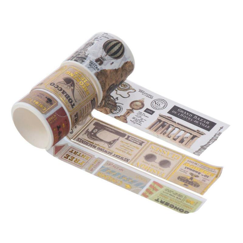 9.1*8.8*4.3cm Vintage Washi Tape Set Travelogues Washi Travel Themed Washi Tape Retro Arts Adhesive Tapes For Gift Wrapping