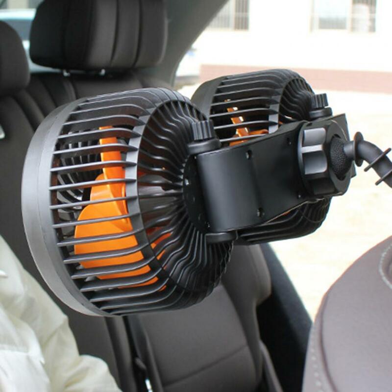 Electric Car Fan  Useful 3 Blades Light Sound  Ultra Quiet Backseat Car Cooling Fan Truck Accessories