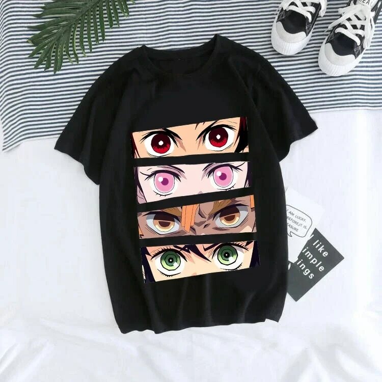 T-shirt donna Kaus Grafis Anime Demon Slayer Uniseks Tanjirou Kamado Kaus Wanita Kimetsu No Yaiba Nezuko Kaus Wanita