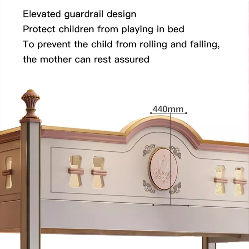 bed French Children's  Noble American Solid Wood Staggered Bunk  High And Low Kids  child room furniture Girl Child