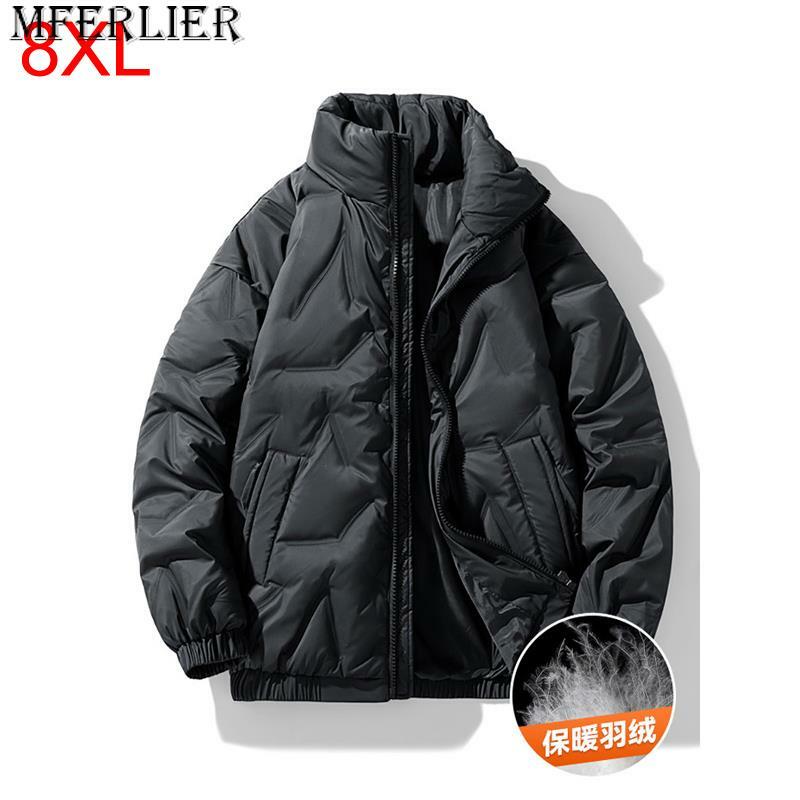 Zimowy modny męski uniwersalny stojący kołnierz płaszcz puchowy Plus rozmiar odporny na zimno ciepły płaszcz 140kg 8xl męska kurtka zimowa