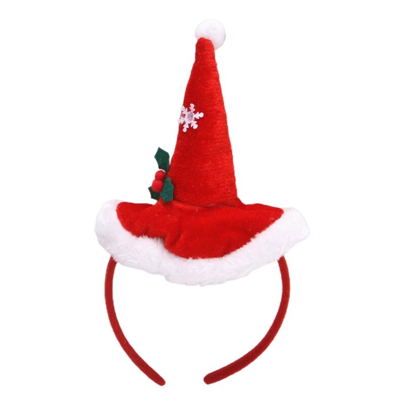 フェザーサンタ帽子ヘッドバンドニットクリスマス帽子ヘアバンドホリデーパーティー小道具 264E