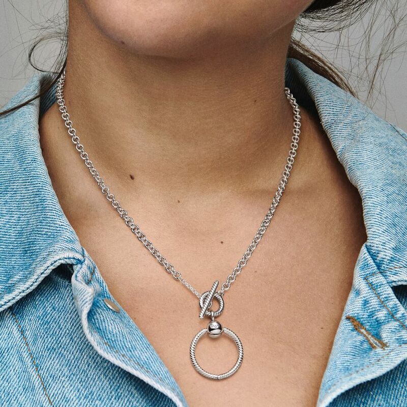 Collar de plata de ley 925 con logotipo de Pandora en forma de O, joyería de dijes original DIY, adecuado para regalos de lujo para mujeres, nuevo