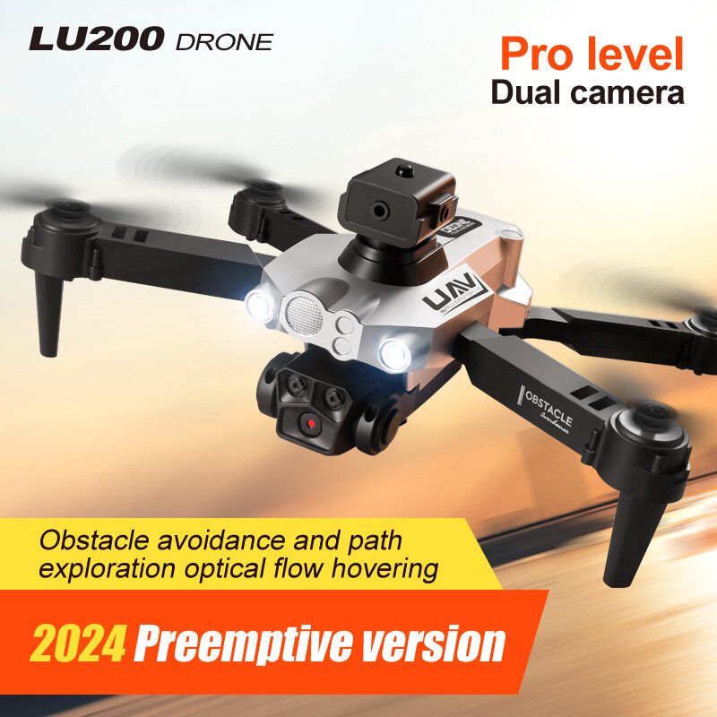 Drone d'évitement d'obstacles à quatre côtés, photographie aérienne, avion télécommandé pliable, flux optique, avion à quatre axes, LU200
