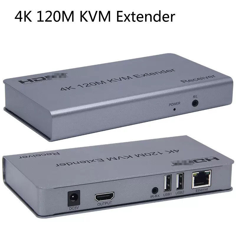 Extensor de Audio compatible con HDMI, 4K, 120m, KVM, USB, RJ45, soporte de bucle/IR/teclado sobre Cat6, extensor Ethernet para ratón USB