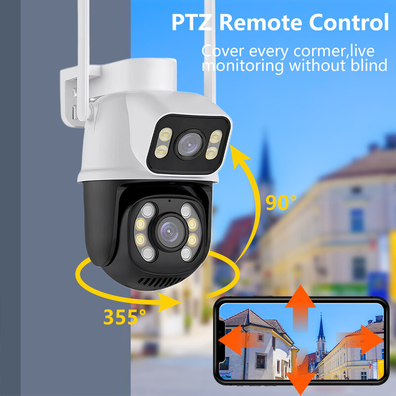 ICSEE-cámara de vigilancia para exteriores, videocámara DE SEGURIDAD DE 8MP, WiFi, detección humana, impermeable, inalámbrica, IP, doble lente, pantallas duales